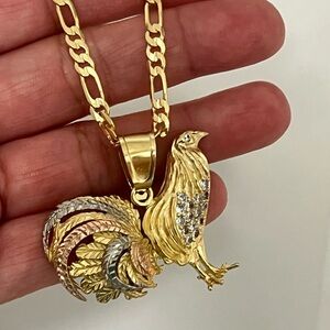 14k Gold Plated Rooster Necklace